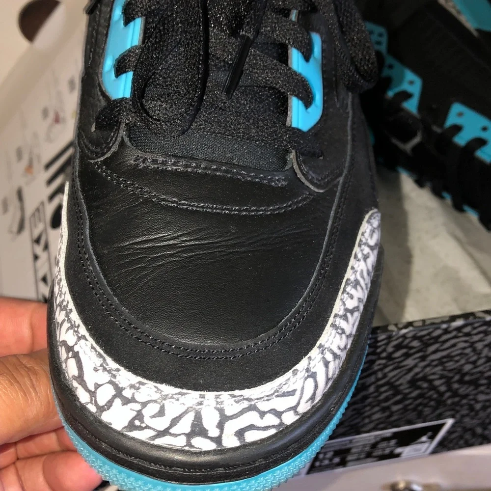 Jordan Spizike Low Box in Black and Gray with Gamma Blue Label